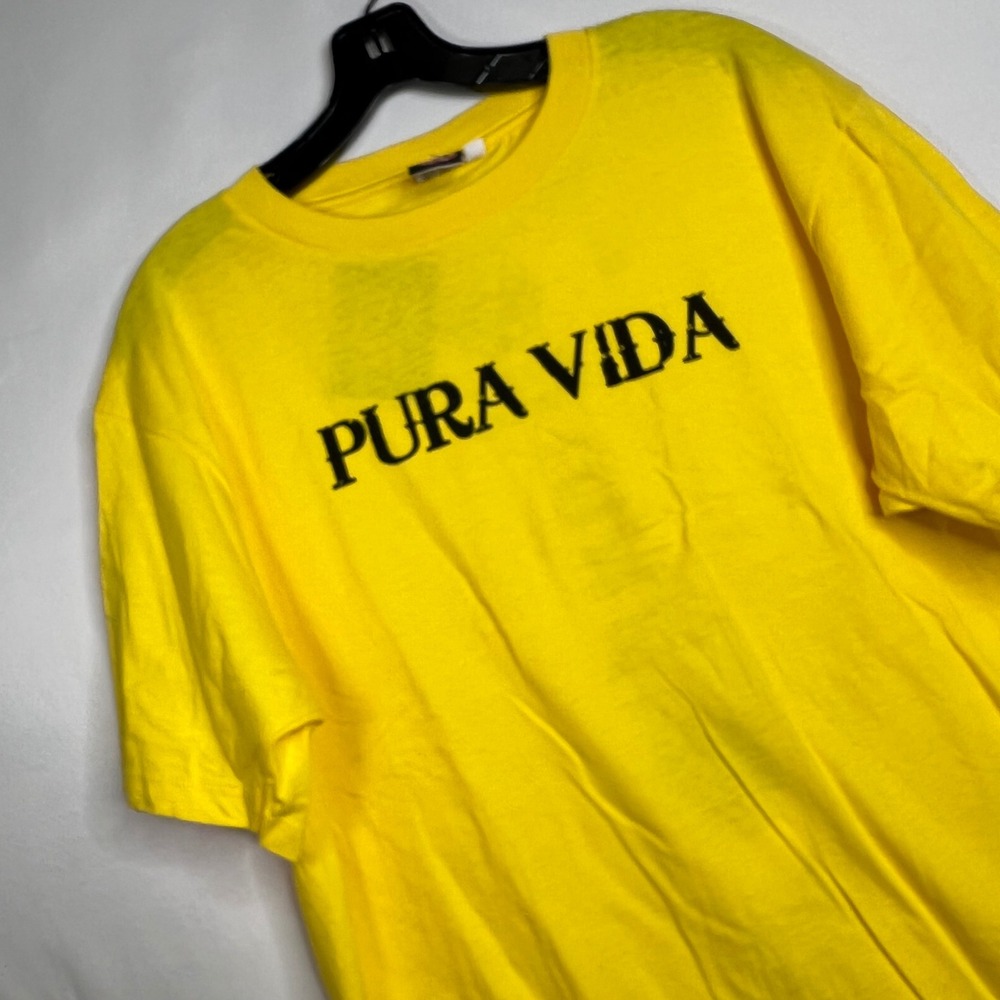 NWT Imperial Yellow Pura Vida Graphic T-Shirt Men XL Costa Rica Beer Beach Boho